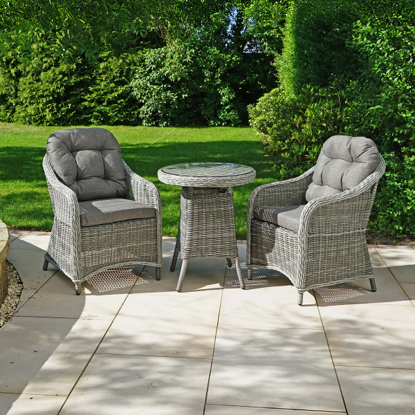 Liv Outdoors - Windsor 2 Seater Rod Weave Bistro set in Grey