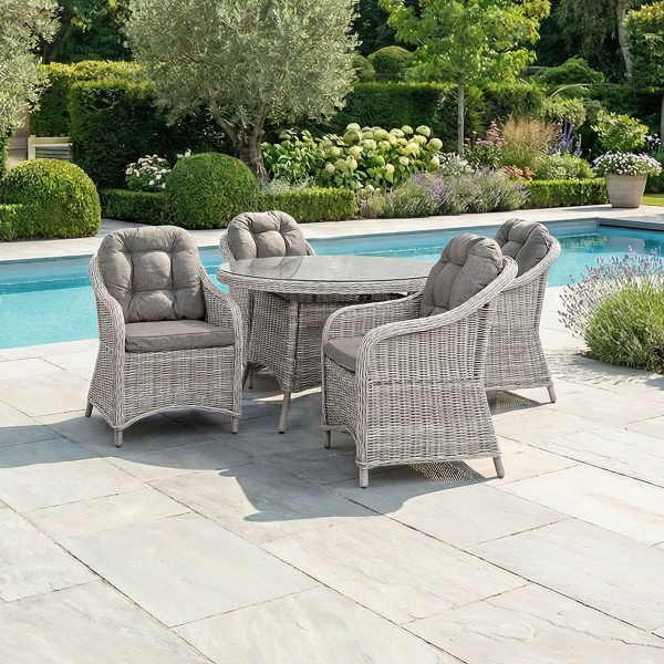 Liv Outdoors - Windsor 4 Seat 1.2m Rod Weave Round Dining Set