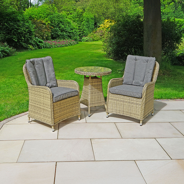 Liv Outdoors - Windsor Rattan 3 Piece Bistro Set - 2 Chairs & Table in Willow