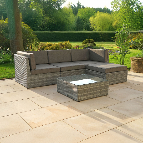 Liv Outdoors - Windsor Modular Rattan Sofa - 245cm x 160cm in Grey