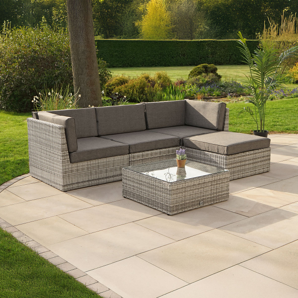 Liv Outdoors - Windsor Modular Rattan Sofa - 245cm x 160cm in Light Grey