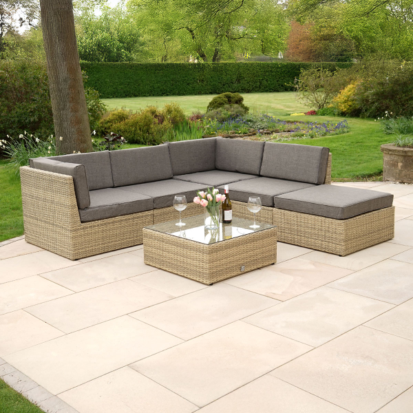 Liv Outdoors - Windsor Modular Rattan Sofa - 245cm x 235cm in Willow