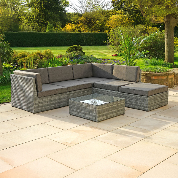 Liv Outdoors - Windsor Modular Rattan Sofa - 245cm x 235cm in Grey