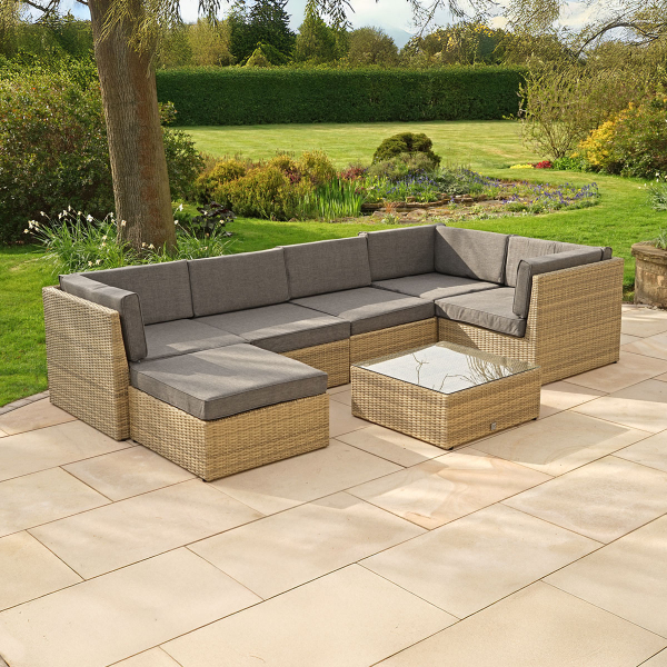 Liv Outdoors - Windsor Modular Rattan Sofa - 320cm x 170cm in Willow