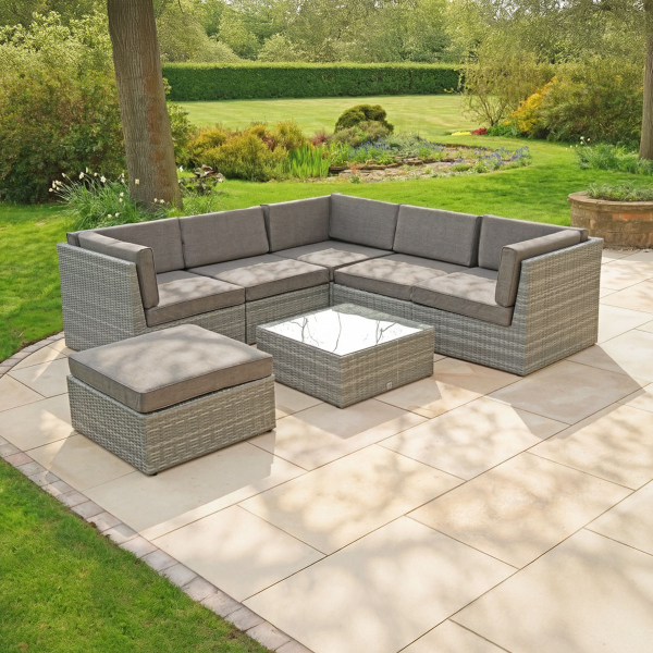 Liv Outdoors - Windsor Modular Rattan Sofa - 320cm x 170cm in Grey