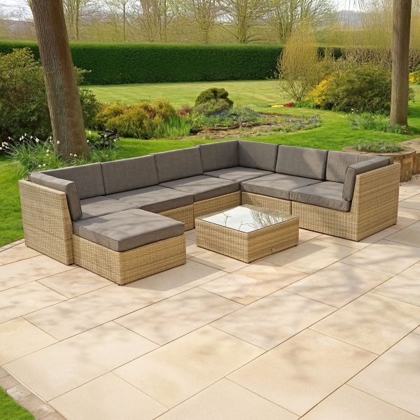 Liv Outdoors - Windsor Modular Rattan Sofa - 320cm x 245cm in Willow