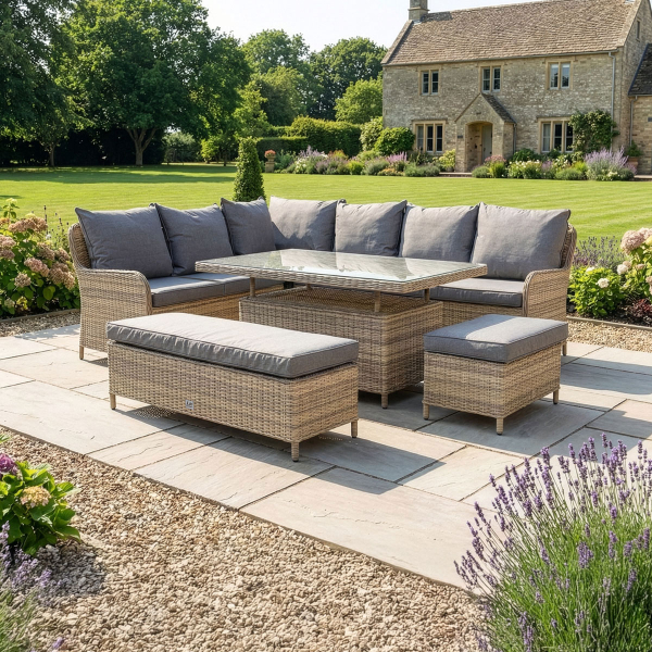 Liv Outdoors - Windsor Corner Sofa Dining Set with Large Rising Table