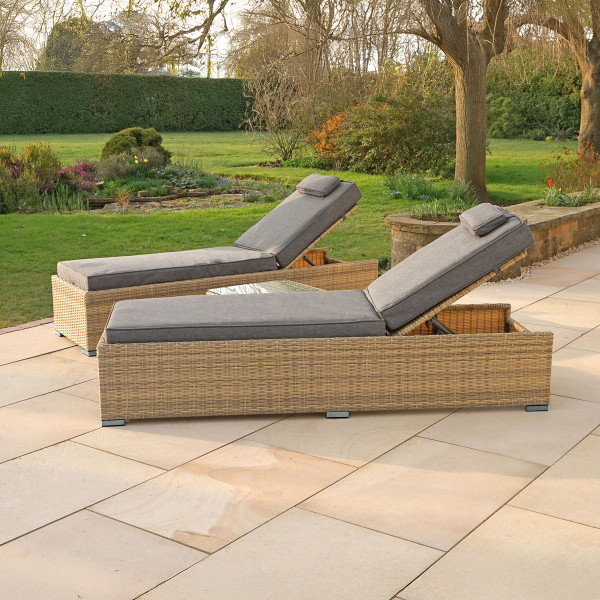 Liv Outdoors - Windsor Sun Lounger and Table Set (Set of 2) in Willow