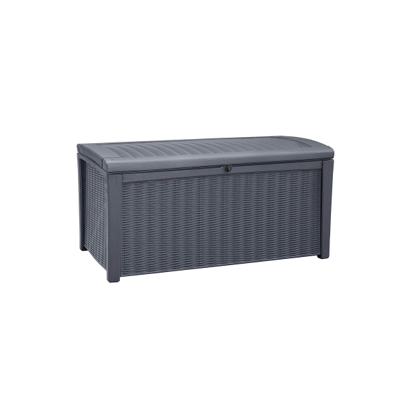 Keter - Borneo 416L Outdoor Storage Box - Rattan Effect in Grey