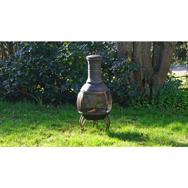 Gardeco - Pot Belly Steel Chimenea With Central Mesh Screen