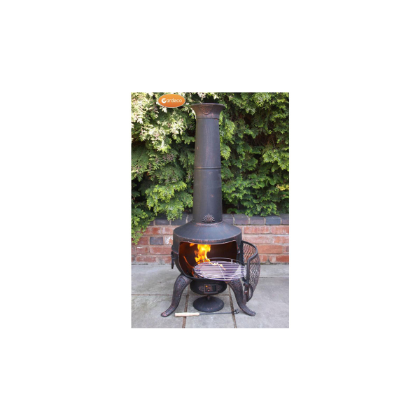 Gardeco - Large Tia Chimenea In Bronze, Inc BBQ Grill
