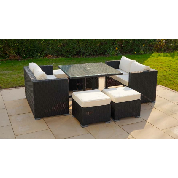 Harts - Premium 8 Seat Sofa Cube Dining Set - Black