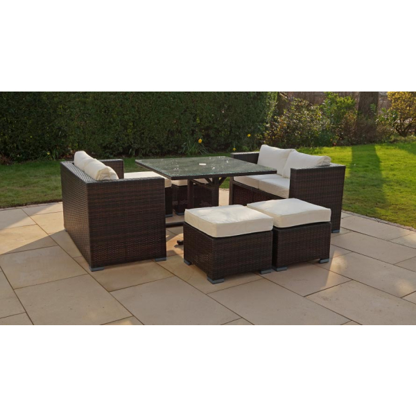 Harts - Premium 8 Seat Sofa Cube Dining Set - Brown