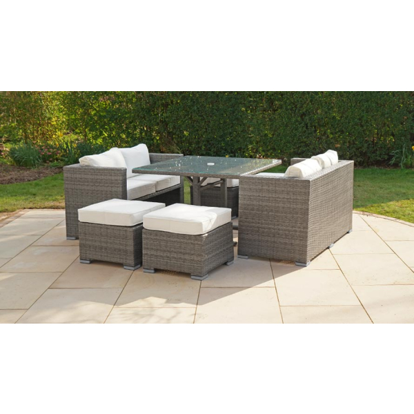 Harts - Premium 8 Seat Sofa Cube Dining Set - Grey