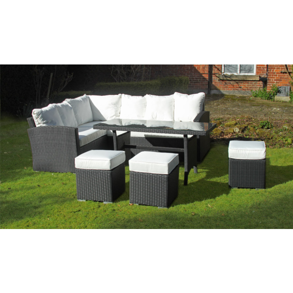  Harts - Premium Rattan Sofa Dining Set - 220cm x 170cm - Black