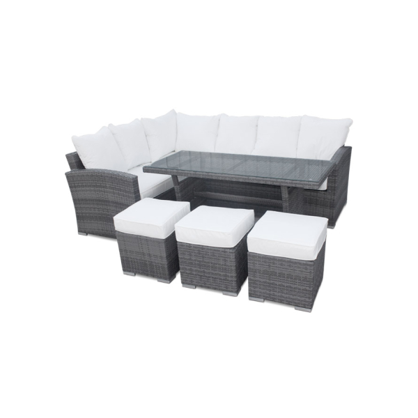  Harts - Premium Rattan Sofa Dining Set - 220cm x 170cm - Grey