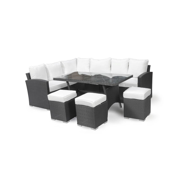 Harts - Premium Rattan Sofa Dining Set - 245cm x 185cm - Black