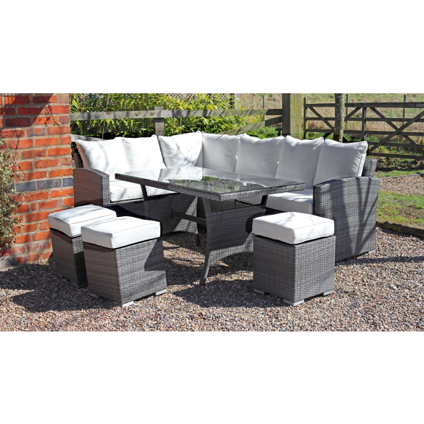 Harts - Premium Rattan Sofa Dining Set - 245cm x 185cm - Grey