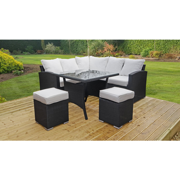 Harts - Premium Sofa Dining Set with Square Table in Black