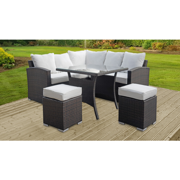 Harts - Premium Sofa Dining Set with Square Table in Brown