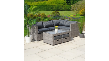 Liv Outdoors - Kingston Corner Recliner Rattan Sofa Set & Stools - 218CM X 152cm - Grey