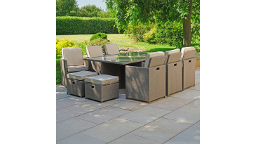 Liv Outdoors - Kingston Rattan Cube Dining Set - 10 Seat in Brown