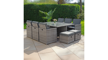 Liv Outdoors - Kingston Rattan Cube Dining Set - 10 Seat in Grey