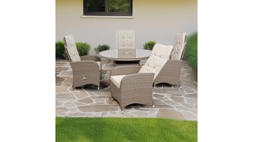 Liv Outdoors - Kingston 4 Seat Recliner Round Rattan Dining Set in Brown