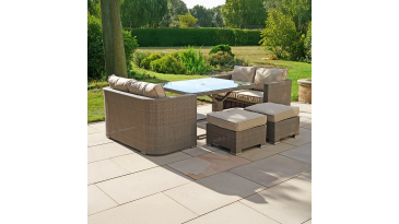 Liv Outdoors - Kingston 8 Seat Rounded Sofa Cube Dining Set in Brown