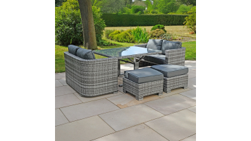 Liv Outdoors - Kingston 8 Seat Rounded Sofa Cube Dining Set in Grey