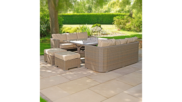 Liv Outdoors - Kingston 10 Seat Rounded Sofa Cube Dining Set in Brown