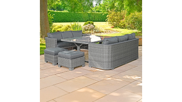 Liv Outdoors - Kingston 10 Seat Rounded Sofa Cube Dining Set in Grey