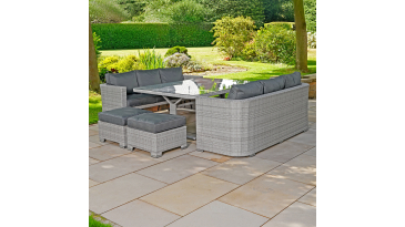 Liv Outdoors - Kingston 10 Seat Rounded Sofa Cube Dining Set in Light Grey