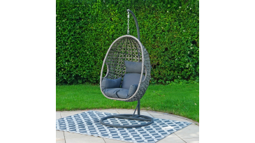Liv Outdoors - Kingston Rattan Hanging Egg Chair in Grey