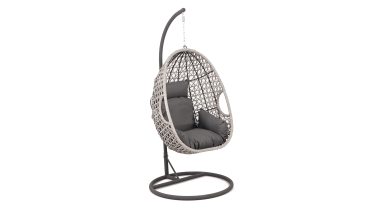 Liv Outdoors - Kingston Rattan Hanging Egg Chair in Light Grey