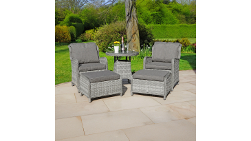 Liv Outdoors - Ascot Rattan Bistro Set with Table & Stools in Grey