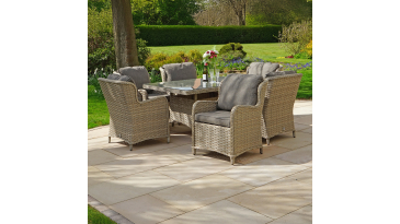 Liv Outdoors - Ascot 6 Seat Rattan Dining Set with Rectangular Table in Brown