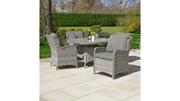 Liv Outdoors - Ascot 4 Seat Rattan Dining Set with 1.3m Round Table in Grey