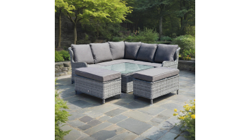 Liv Outdoors - Ascot Sofa Dining Set 2m x 2m with Rising Square Table in Grey