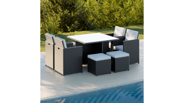 Harts - Compact Rattan Cube 8 Seat Dining Set in Black