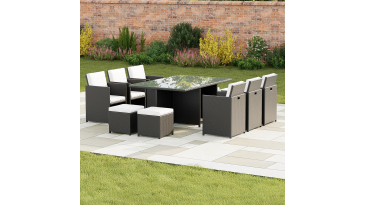Harts - Premium 10 Seat Rattan Cube Dining Set in Black