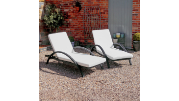 Harts - Premium Rattan Recliner Sun lounger (Set of 2) in Black