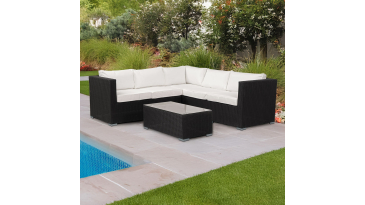 Harts - Premium Rattan Corner Sofa & Table - 206 x 206cm in Black