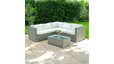 Harts - Premium Rattan Corner Sofa & Table - 206 x 206cm in Grey