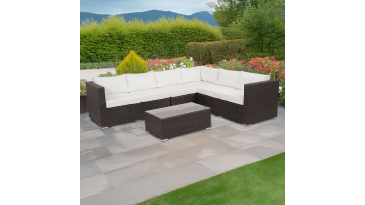Harts - Premium Rattan Corner Sofa & Table - 266 x 206cm - Brown