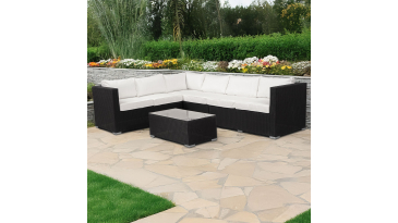 Harts - Premium Rattan Corner Sofa & Table - 266 x 206cm - Black