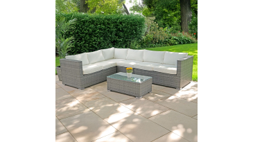 Harts - Premium Rattan Corner Sofa & Table - 266 x 206cm - Grey