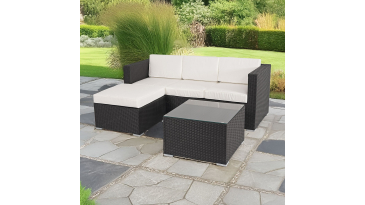 Harts - Premium 3 seater sofa with footstool & table in Black