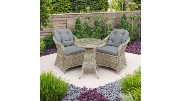 Liv Outdoors - Windsor 2 Seater Rod Weave Bistro set in Willow/Brown