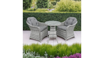 Liv Outdoors - Windsor 2 Seater Rod Weave Bistro set in Light Grey